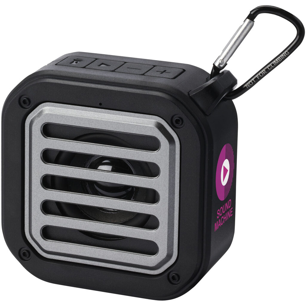 Динамик Solo 3W IPX5 RCS из переработанного пластика с солнечными батареями и Bluetooth® с карабином черный - 12434790- Фото №2