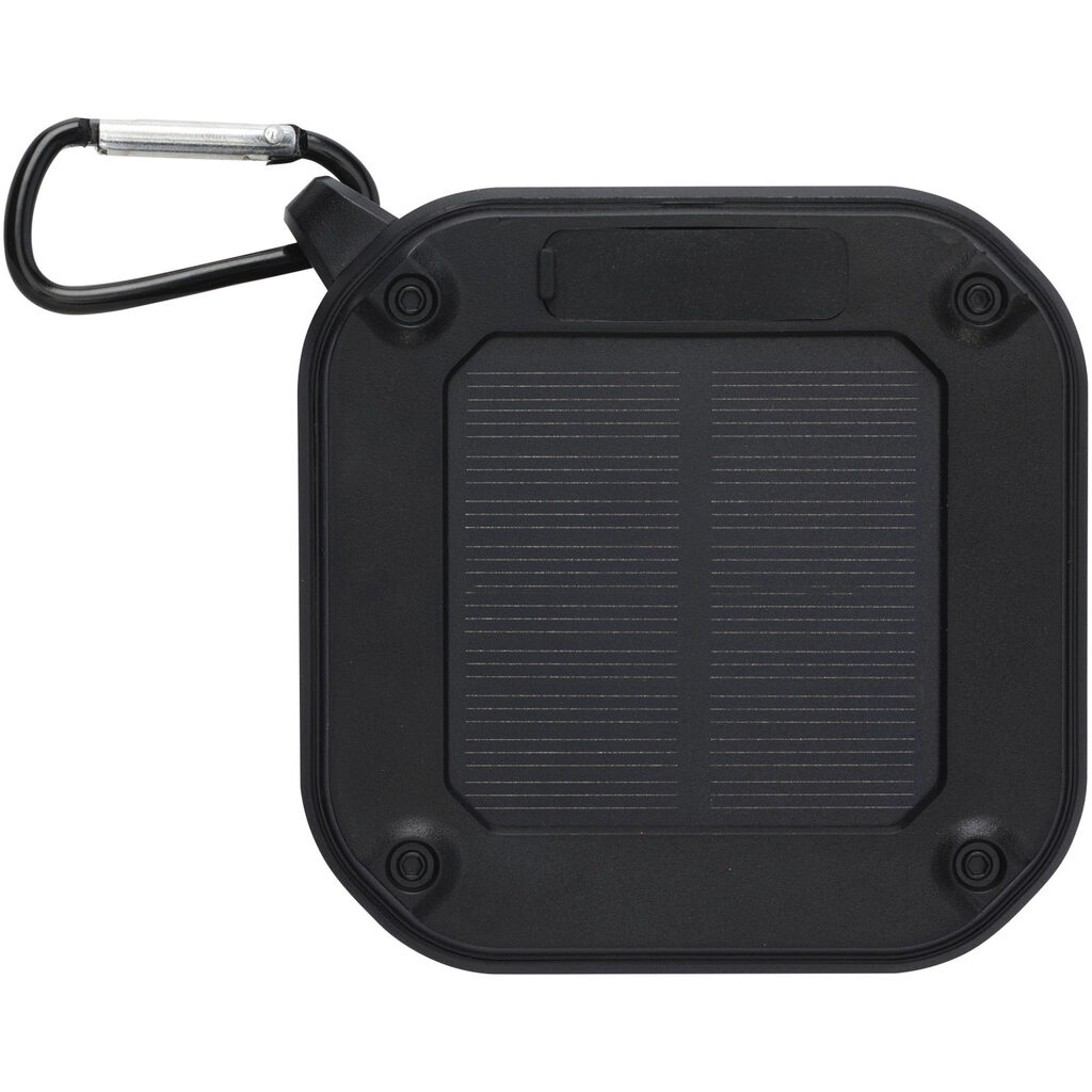 Динамик Solo 3W IPX5 RCS из переработанного пластика с солнечными батареями и Bluetooth® с карабином черный - 12434790- Фото №6
