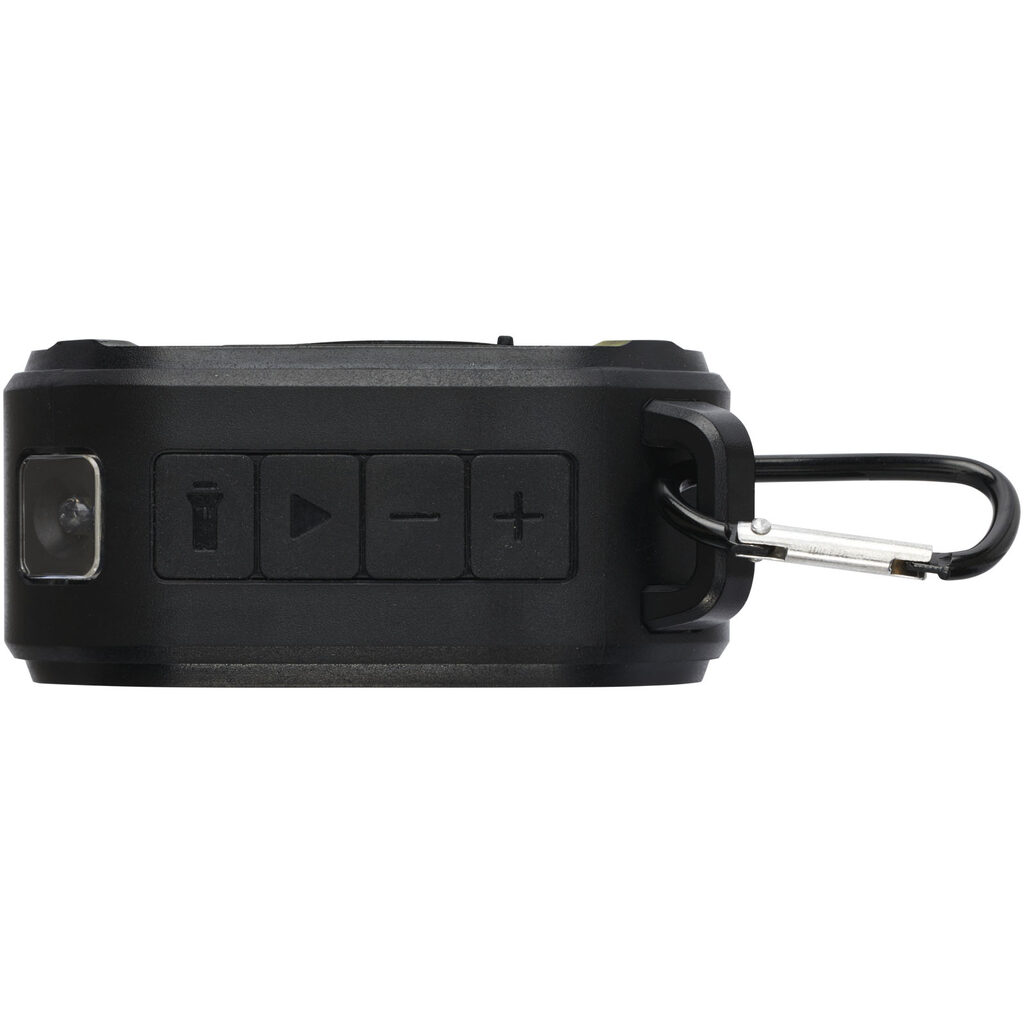 Динамик Solo 3W IPX5 RCS из переработанного пластика с солнечными батареями и Bluetooth® с карабином черный - 12434790- Фото №8
