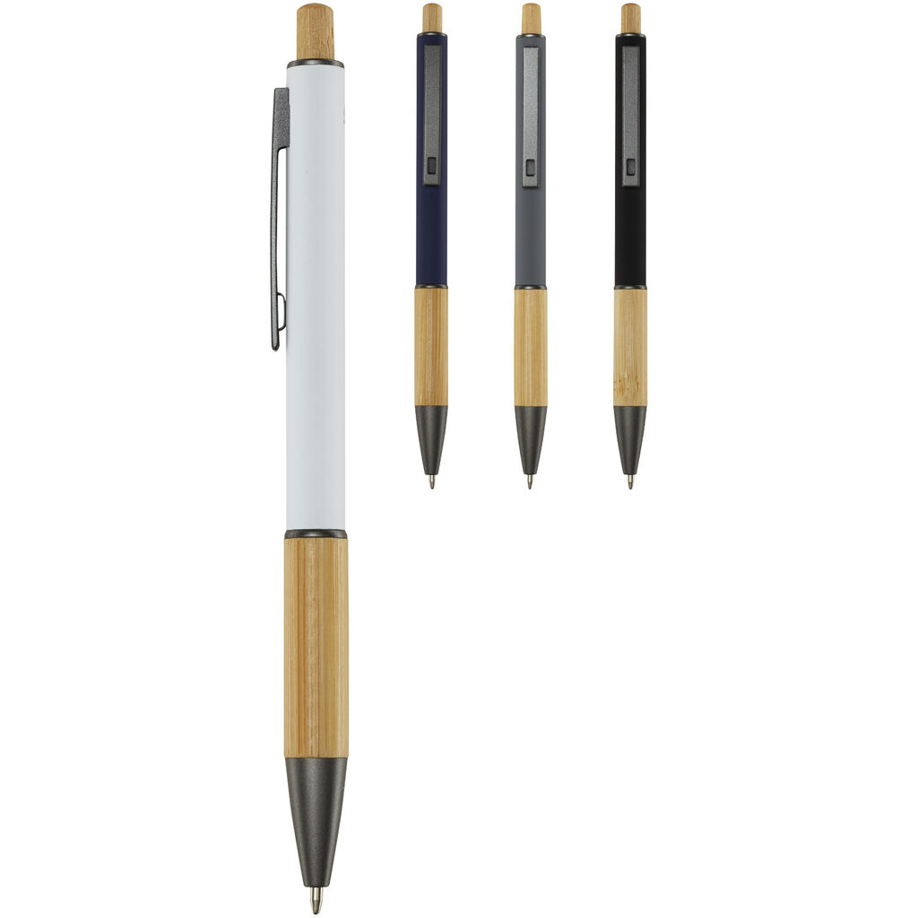 Кулькова ручка Darius з переробленого алюмінію темно-синій - 10787755- Фото №4