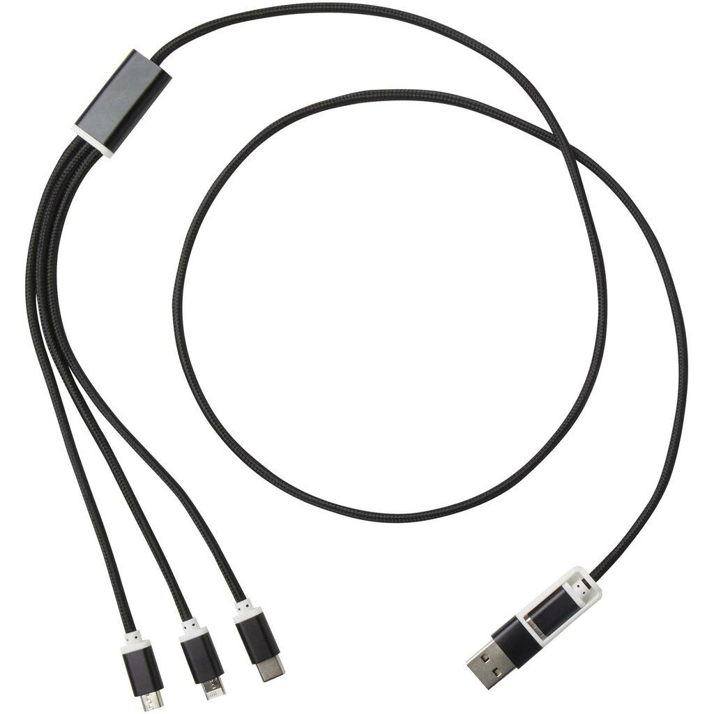 Versatile зарядный кабель 5-1 из переработанного алюминия сплошной черный - 12438690- Фото №3
