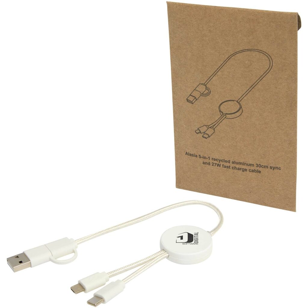 Citala кабель 5-в-1 із переробленої пластмаси довжиною 30 см для синхронізації даних та швидкої зарядки потужністю 27 Вт білий - 12442701- Фото №2