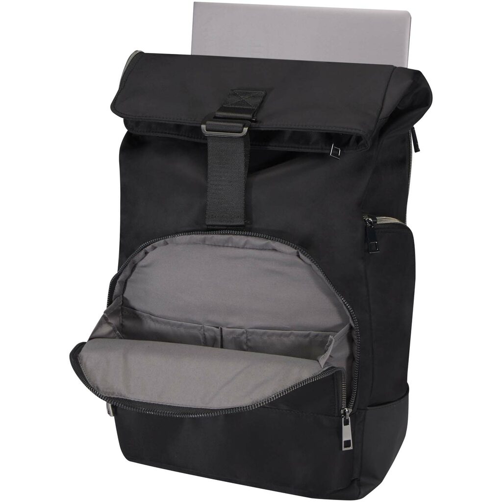 Rhine 15-дюймовый рюкзак со сворачивающимся верхом на 18 л из материала, переработанного по стандарту GRS сплошной черный - 13008890- Фото №6 Rhine 15-дюймовый рюкзак со сворачивающимся верхом на 18 л из материала, переработанного по стандарту GRS сплошной черный - 13008890- Фото №6