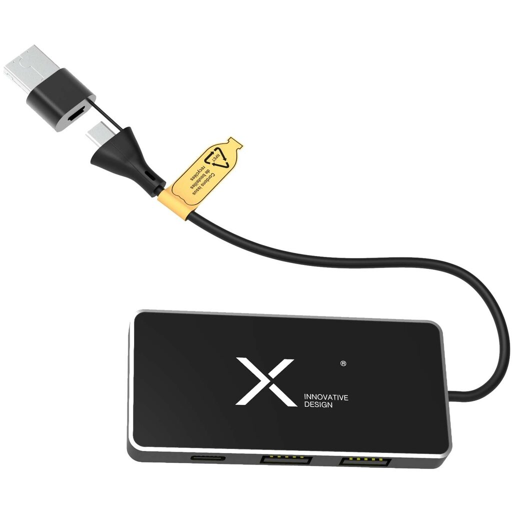 SCX.design H20 USB-концентратор 8-в-1 с двойным входом и 6 портами сплошной черный - 2PX16590- Фото №1