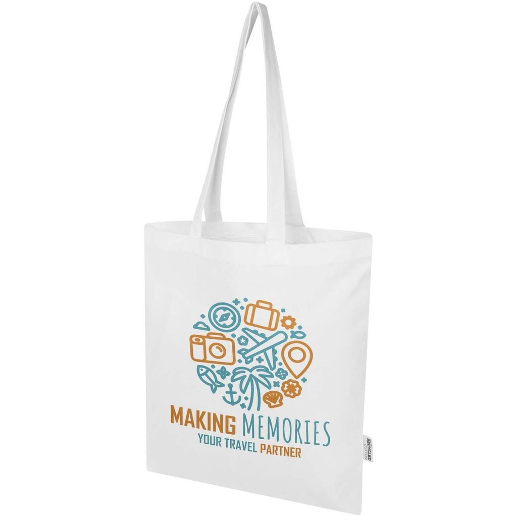 Madras Blend эко-сумка из переработанного хлопка GRS плотностью 140 г/м² объемом 7 л белый - 12076001- Фото №2
