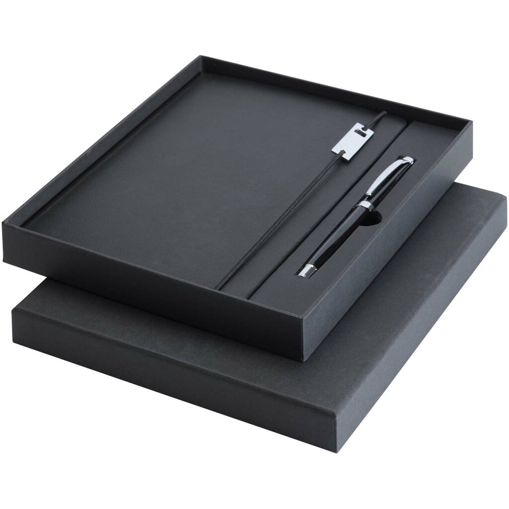 Набір Legato Elegance із блокнота формату А5 у твердій обкладинці та ручки-ролера чорний - 10625890- Фото №1