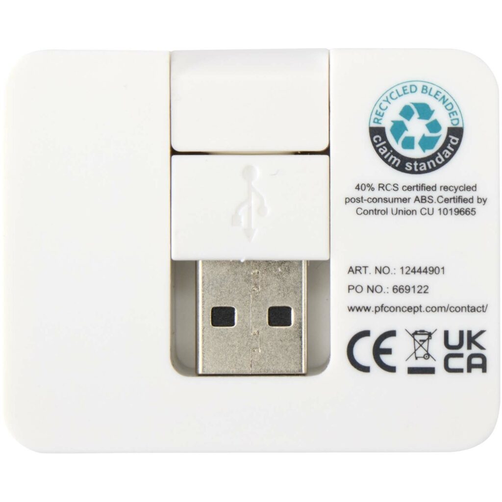 Gaia 4-портовий USB-концентратор з виходом USB-A та Type-C та подвійним входом - виготовлений з переробленого пластику білий - 12444901- Фото №4 Gaia 4-портовий USB-концентратор з виходом USB-A та Type-C та подвійним входом - виготовлений з переробленого пластику білий - 12444901- Фото №4