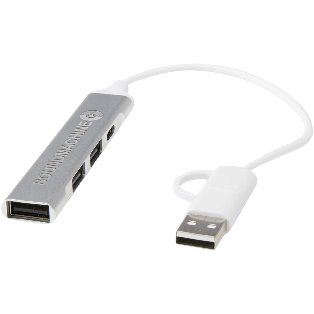 Alkaid 4-портовий концентратор USB-A та Type-C з переробленого алюмінію з двома входами срібний - 12446981- Фото №2
