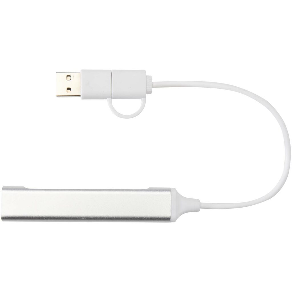 Alkaid 4-портовий концентратор USB-A та Type-C з переробленого алюмінію з двома входами срібний - 12446981- Фото №4