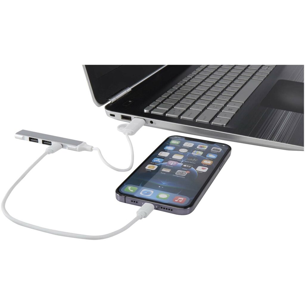 Alkaid 4-портовий концентратор USB-A та Type-C з переробленого алюмінію з двома входами срібний - 12446981- Фото №5