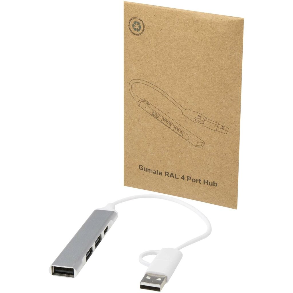 Alkaid 4-портовий концентратор USB-A та Type-C з переробленого алюмінію з двома входами срібний - 12446981- Фото №6