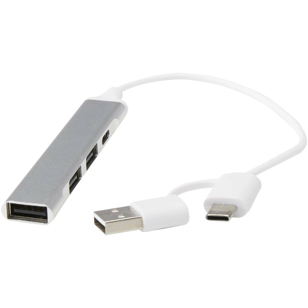 Alkaid 4-портовий концентратор USB-A та Type-C з переробленого алюмінію з двома входами срібний - 12446981- Фото №7