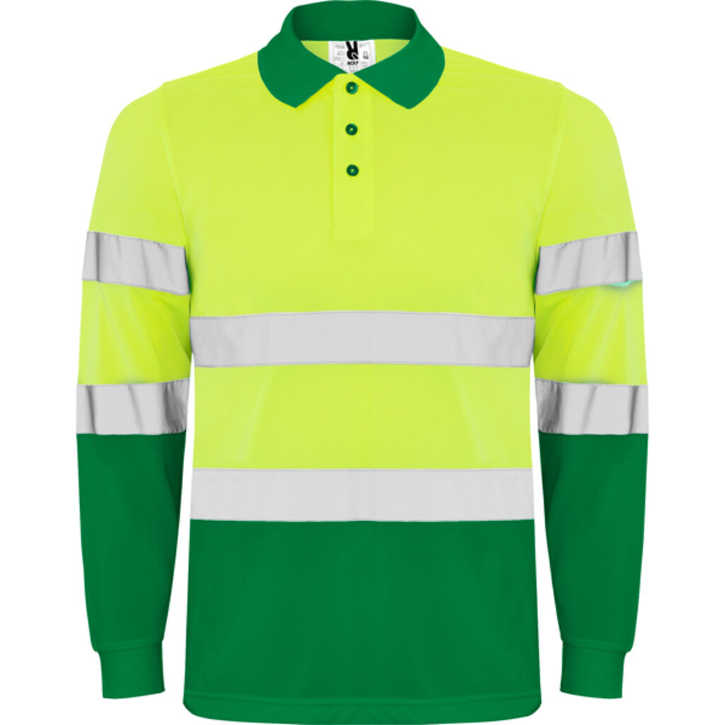 Техническая футболка поло повышенной видимости с длинными рукавами garden green, fluor yellow  размер 2XL - HV93060552221- Фото №1