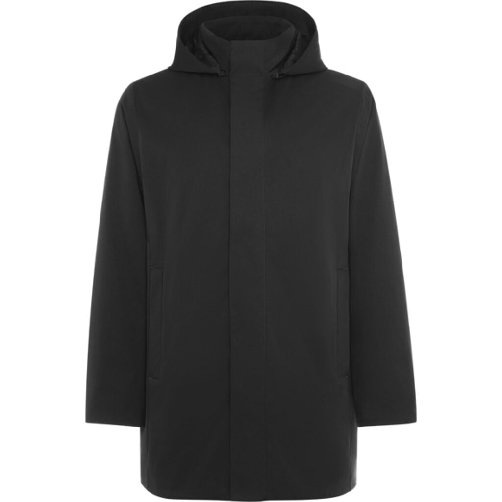 Парка длиной 3/4 с высоким воротником и съемным капюшоном на молнии черный  размер S - PK67040102- Фото №1