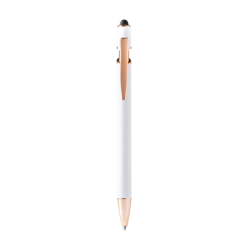 Металлическая шариковая ручка Soft-touch с деталями из розового золота белый - BL1341TA01- Фото №1