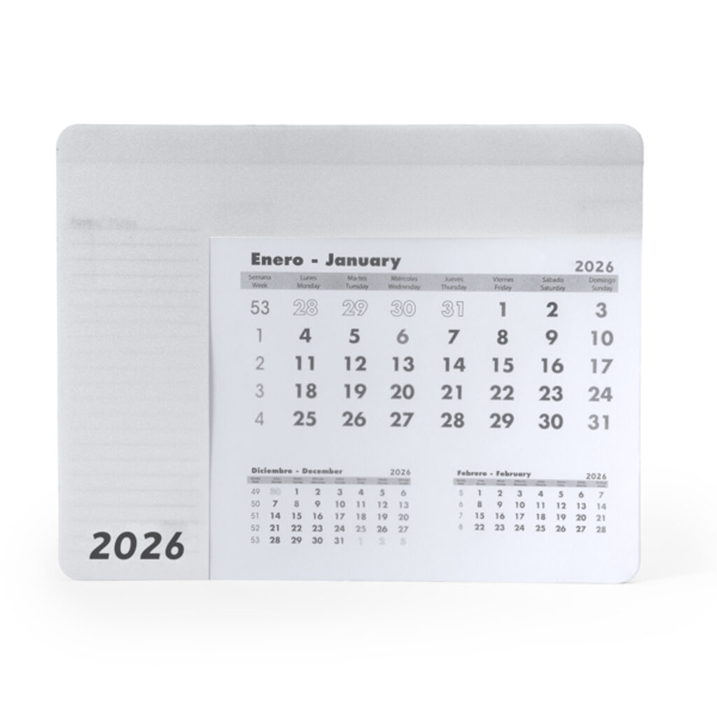 Килимок для миші з календарем на 2026 рік білий - IA3017S101- Фото №1 Килимок для миші з календарем на 2026 рік білий - IA3017S101- Фото №1