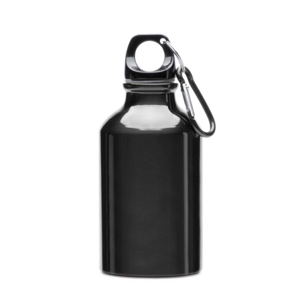 Алюминиевая бутылка с карабином черный - MD4004S102- Фото №1 Алюминиевая бутылка с карабином черный - MD4004S102- Фото №1