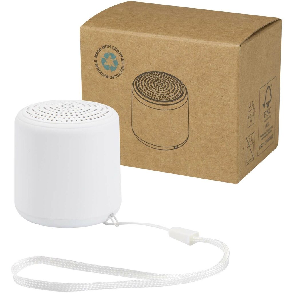 Беспроводной динамик Bluetooth® Velkis из переработанной пластмассы мощностью 3 Вт белый - 12448501- Фото №1 Беспроводной динамик Bluetooth® Velkis из переработанной пластмассы мощностью 3 Вт белый - 12448501- Фото №1
