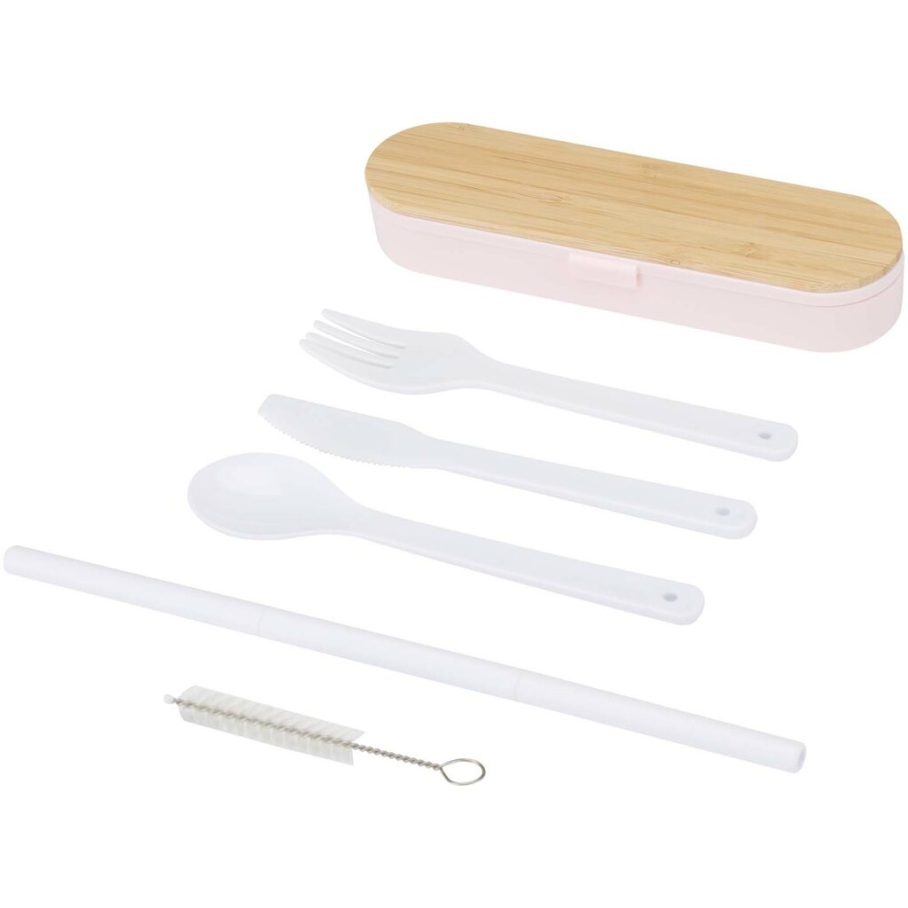 Набор столовых приборов с бамбуковой крышкой Runa розовый - 12636540- Фото №1 Набор столовых приборов с бамбуковой крышкой Runa розовый - 12636540- Фото №1
